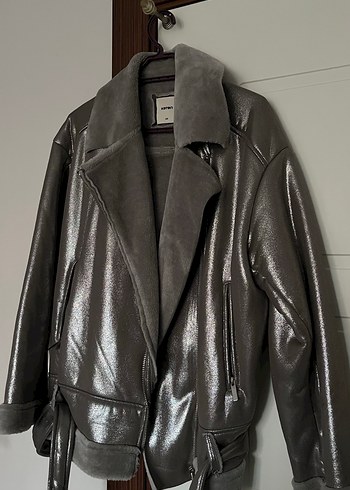 Gri Deri Biker Ceket - Görsel 2
