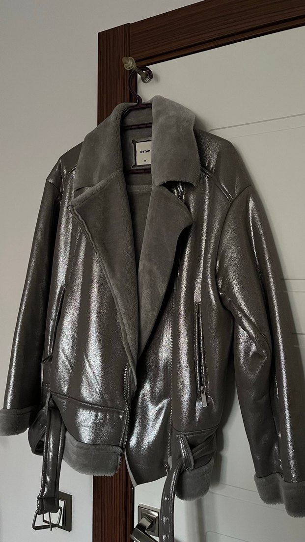 Gri Deri Biker Ceket - Görsel 2