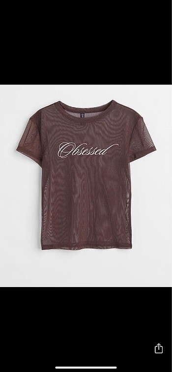 h&m transparan obsessed yazili tshirt