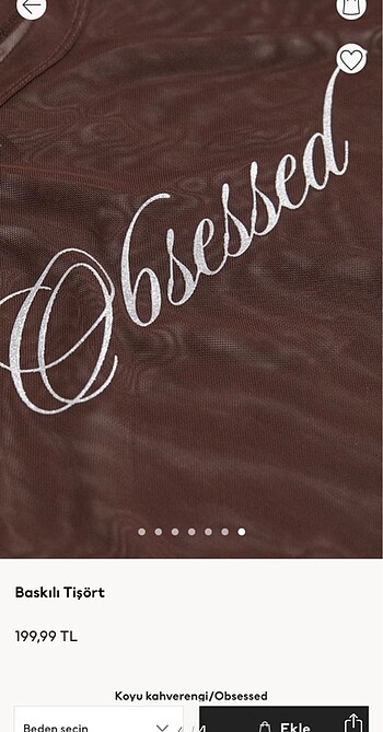 l Beden kahverengi Renk h&m transparan obsessed yazili tshirt