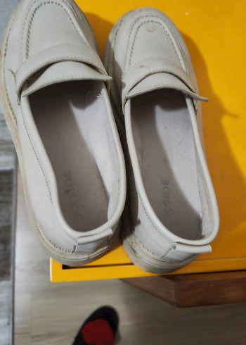 Beyaz Kadın Platform Loafer Ayakkabı - Görsel 4