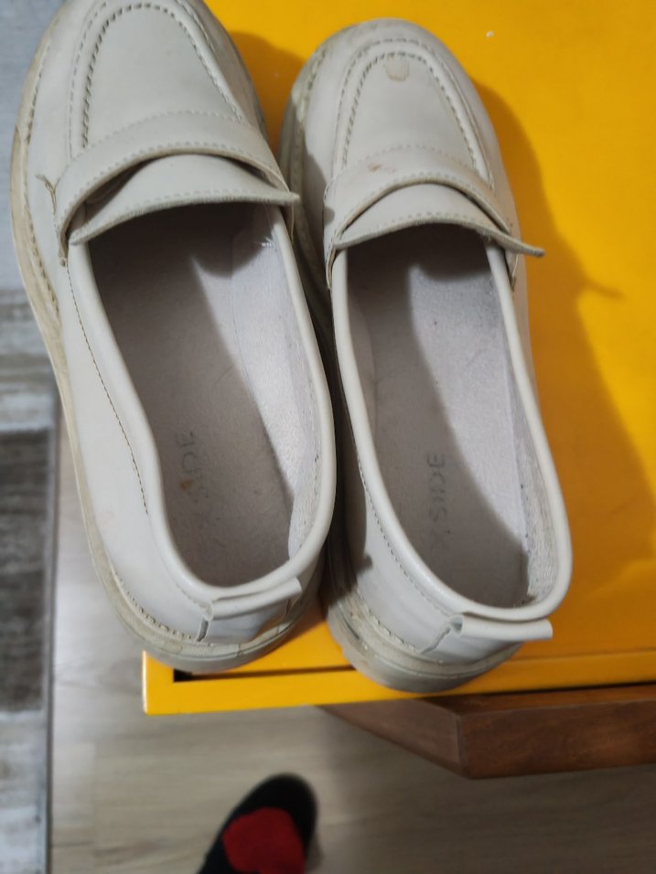 Beyaz Kadın Platform Loafer Ayakkabı - Görsel 4