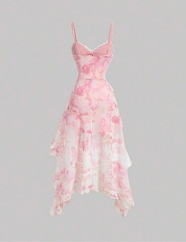 Sheinside Pembe romantik elbise