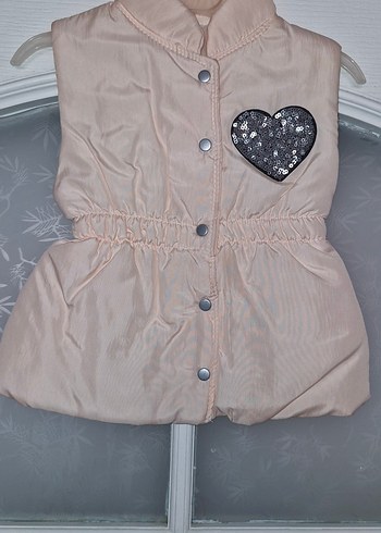 Düğmeli Pembe Kız Yeleği Nakışlı - Görsel 2