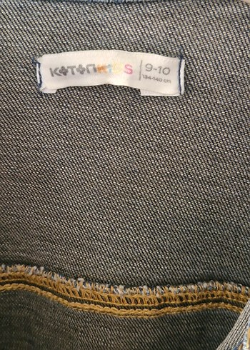 Düğmeli Mavi erkek çocuk 9-10 yaş  Kot Ceket - Görsel 5