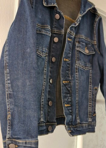 Düğmeli Mavi erkek çocuk 9-10 yaş  Kot Ceket - Görsel 2