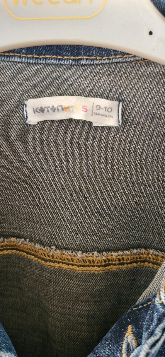 Düğmeli Mavi erkek çocuk 9-10 yaş  Kot Ceket - Görsel 5