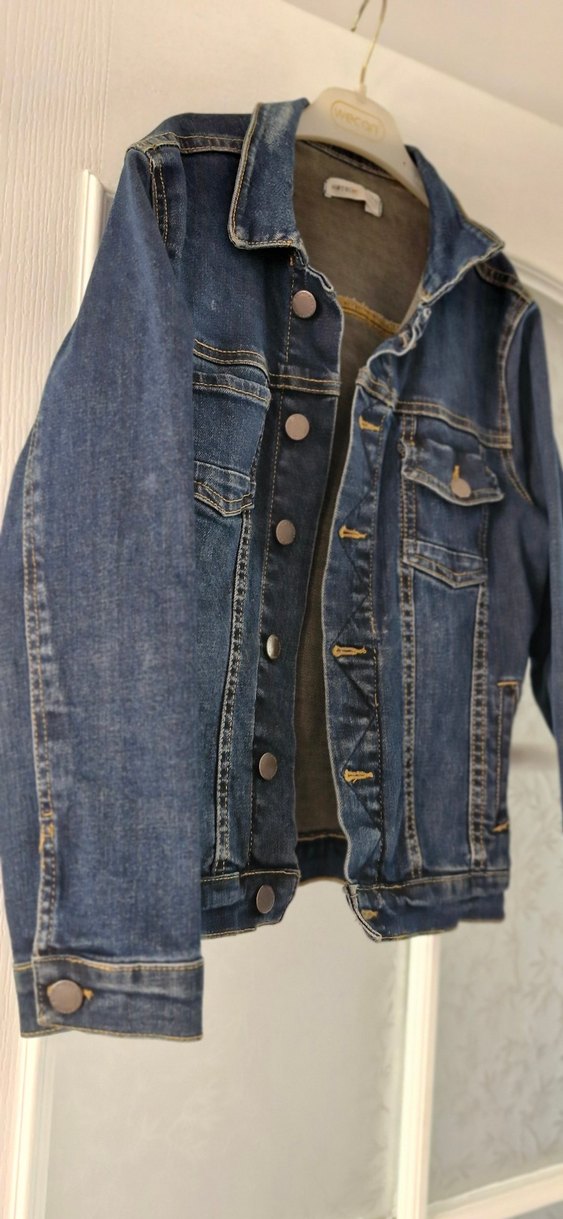 Düğmeli Mavi erkek çocuk 9-10 yaş  Kot Ceket - Görsel 2