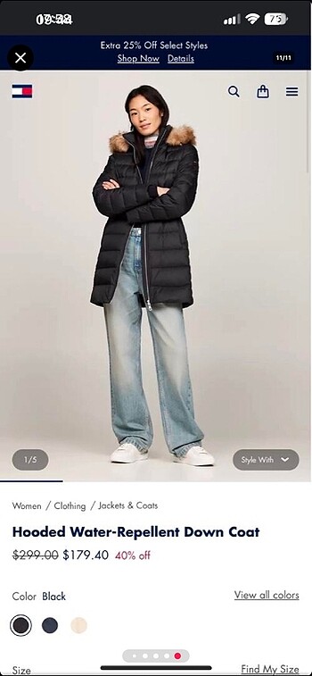xxl Beden siyah Renk Etiketli Tommy Hilfiger mont