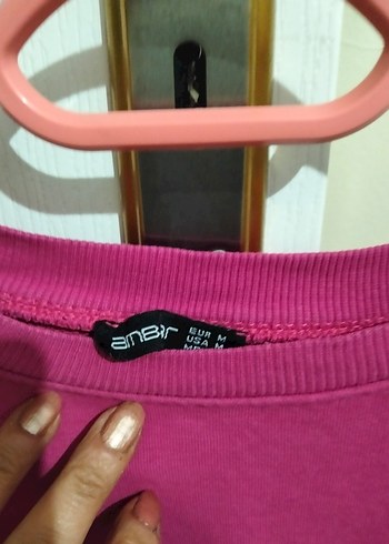 m Beden pembe Renk Kadın Pembe Uzun Kollu Sweatshirt