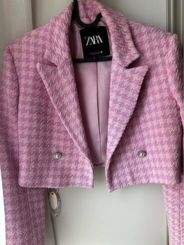 Zara kazayağı desenli crop ceket