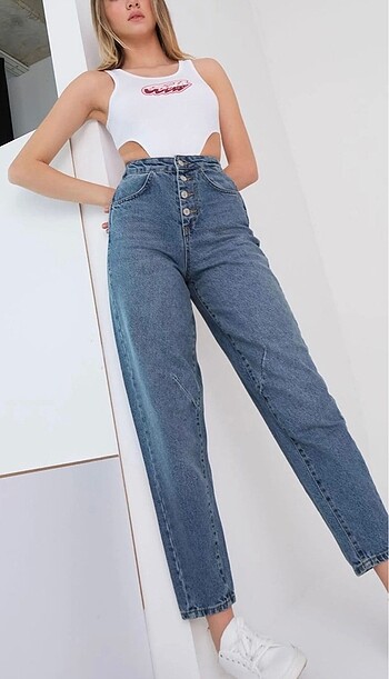 Yüksek bel mom jeans