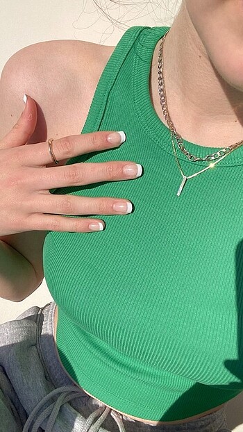 s Beden Zara yeşil fitilli crop