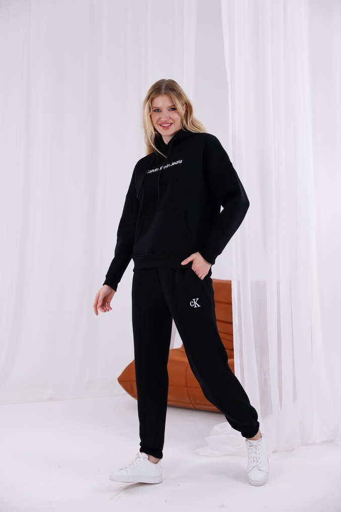 Siyah Kapüşonlu Kadın Eşofman Takımı - Görsel 2