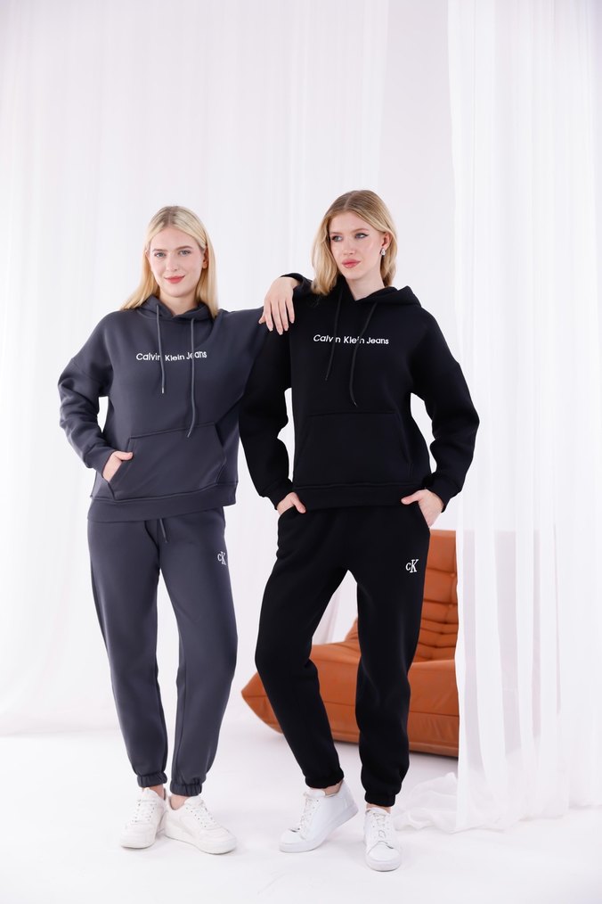 Siyah Kapüşonlu Kadın Eşofman Takımı - Görsel 3
