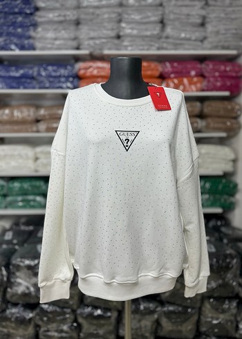 Beyaz Payetli Guess Kadın Sweatshirt - Görsel 3