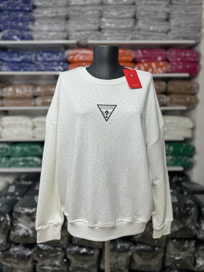 Beyaz Payetli Guess Kadın Sweatshirt - Görsel 3
