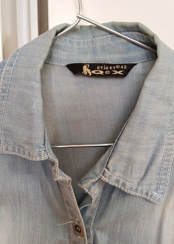 42 Beden Düğmeli Kısa Kollu Denim Gömlek