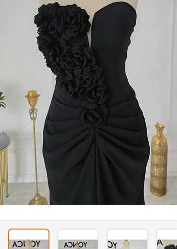 Drapeli Siyah Straplez Uzun Abiye Elbise - Görsel 7