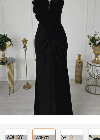 Drapeli Siyah Straplez Uzun Abiye Elbise - Görsel 8