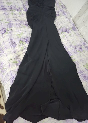 Drapeli Siyah Straplez Uzun Abiye Elbise - Görsel 6