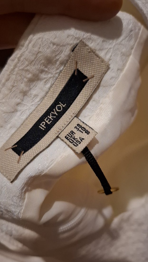 Beyaz Pilili Midi Hamile Eteği - Görsel 2