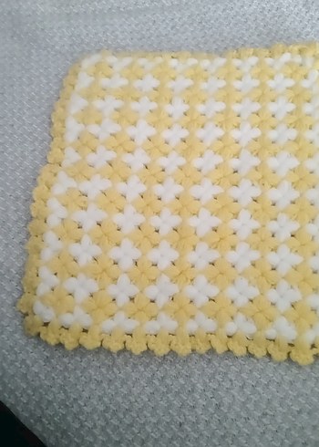 Sarı Beyaz Örgü Banyo Süngeri - Görsel 3