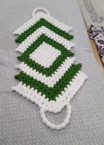 Yeşil ve Beyaz Örgü Banyo Süngeri - Görsel 4