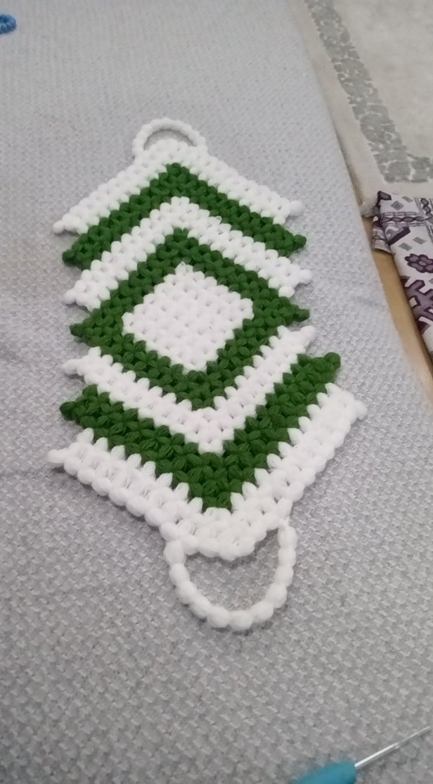 Yeşil ve Beyaz Örgü Banyo Süngeri - Görsel 4