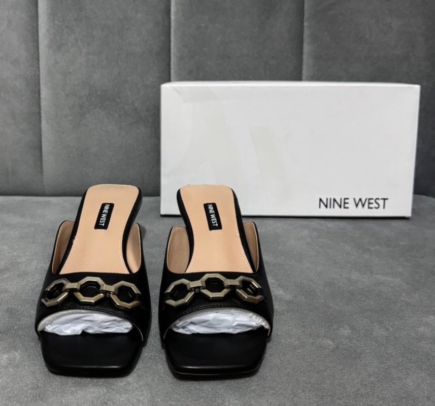 Siyah Rugan Yılan Desenli Tokalı Topuklu Terlik - Görsel 2