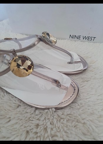 Bej Parlak Taş Detaylı Nine West Topuklu Sandalet - Görsel 5
