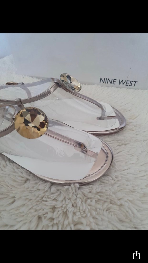 Bej Parlak Taş Detaylı Nine West Topuklu Sandalet - Görsel 5