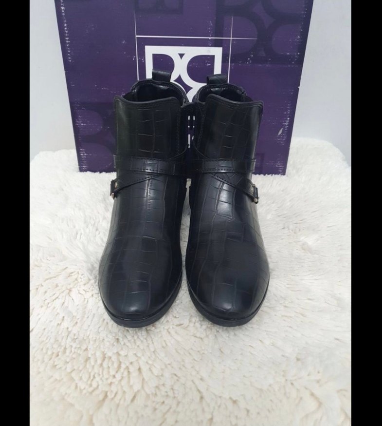 Tokalı Siyah Yılan Derisi Desenli Kadın Bot - Görsel 2