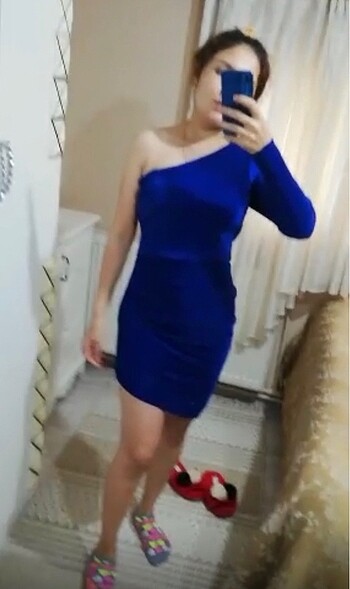 Diğer Saks mavisi mini elbise