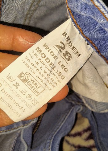 Diğer Mavi Bol Kesim Midi Boy Kot Pantolon