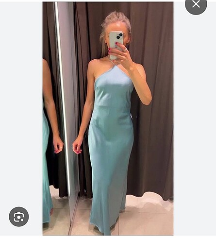 Zara Bebe Mavisi Saten Elbise