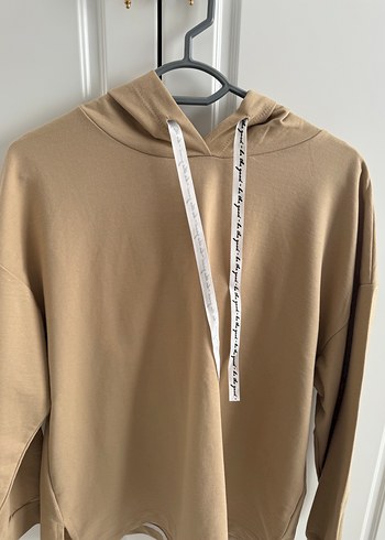 Bej Kapüşonlu Kadın Sweatshirt - Görsel 2