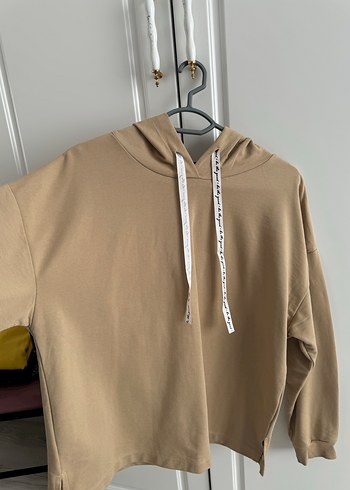 Bej Kapüşonlu Kadın Sweatshirt - Görsel 7