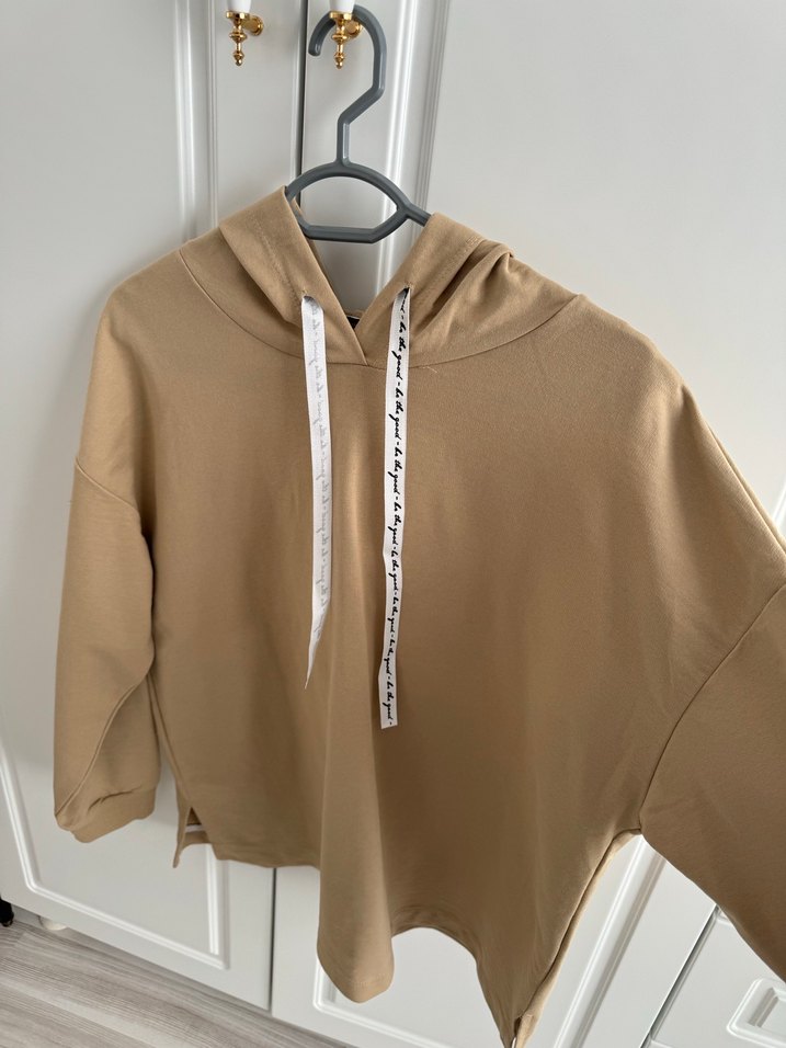 Bej Kapüşonlu Kadın Sweatshirt - Görsel 3