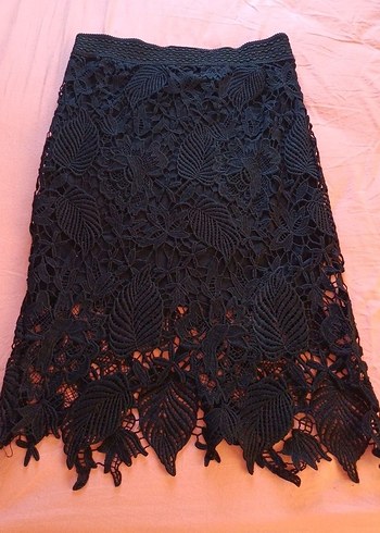 Dantel İşlemeli Siyah etek - Görsel 4