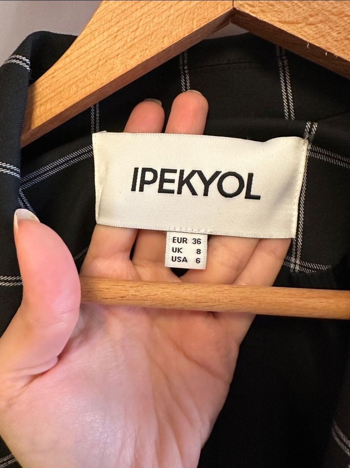 IPEKYOL Ekose Desenli Kadın Blazer ceket - Görsel 3