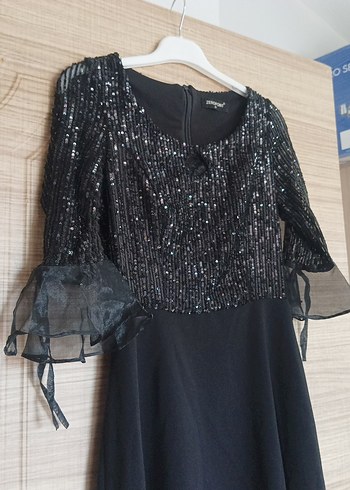 Abiye Uzun Kollu Siyah Gotik Abiye Elbise