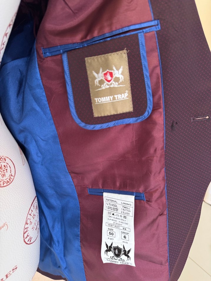 Bordo Düğmeli Regular Fit Erkek Takım Elbise - Görsel 3