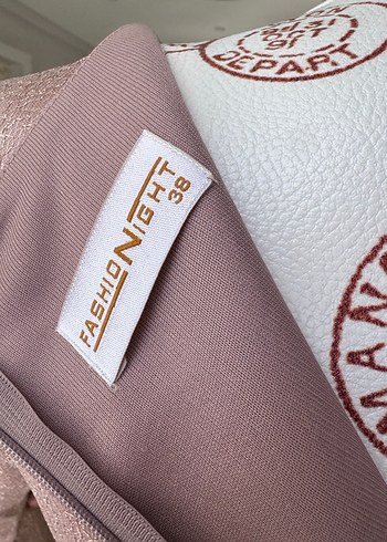 Gül kurusu pembe Uzun Kollu Drapeli Abiye Elbise - Görsel 5