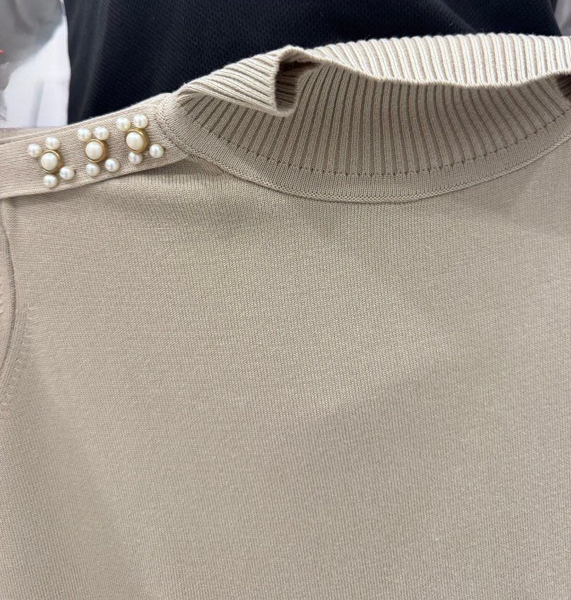 Düğmeli Krem Uzun Kollu Kadın Triko Elbise - Görsel 4