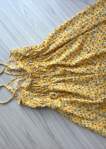 xs Beden sarı Renk Sarı Çiçek Desenli Mini Bohem Tulum