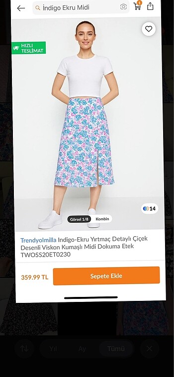 Trendyolmilla çiçekli etek