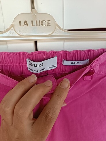 s Beden pembe Renk Bershka fuşya kargo pantolon