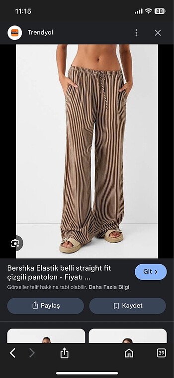 bershka straight çizgili keten pantalon