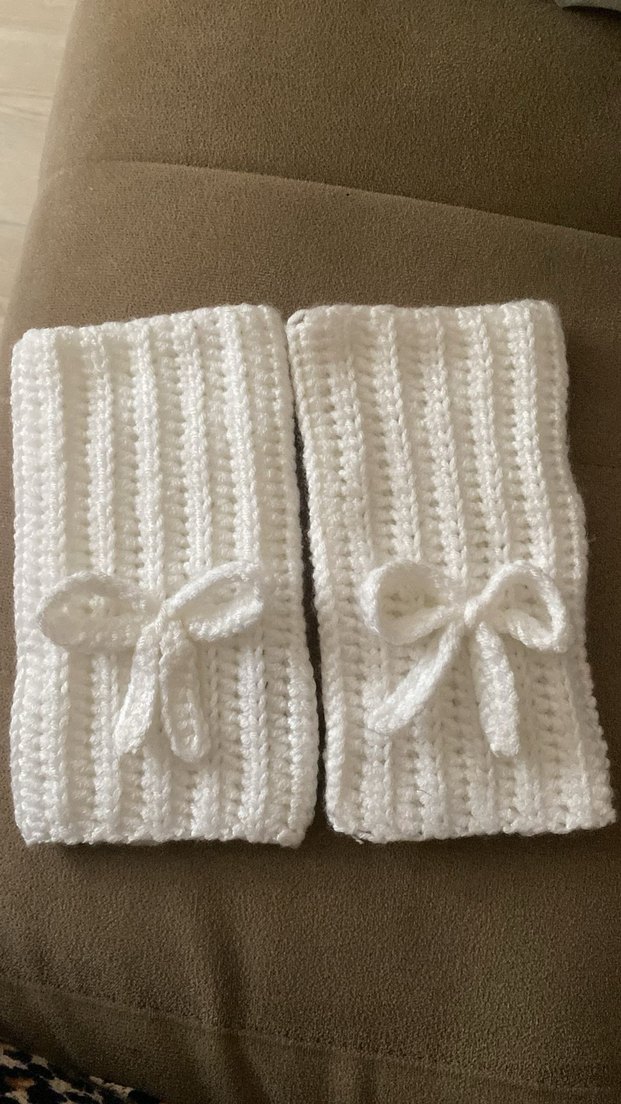 Beyaz Örgü Kadın Eldiveni - Görsel 2